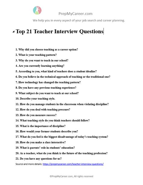 Top 21 Teacher Interview Questions In 2024 With Answers