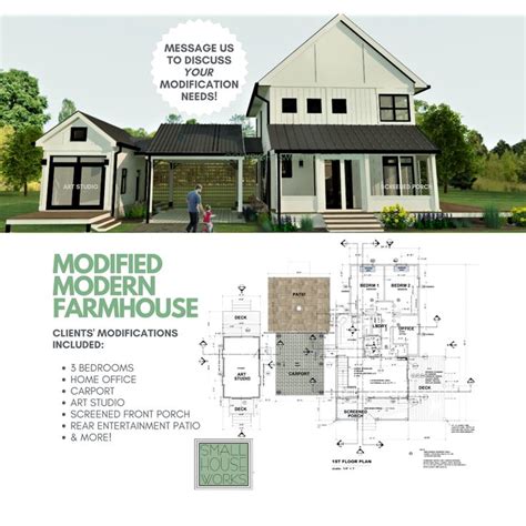 Small Modern Farmhouse Plan With Loft And Garage Plan 2 Etsy In 2023