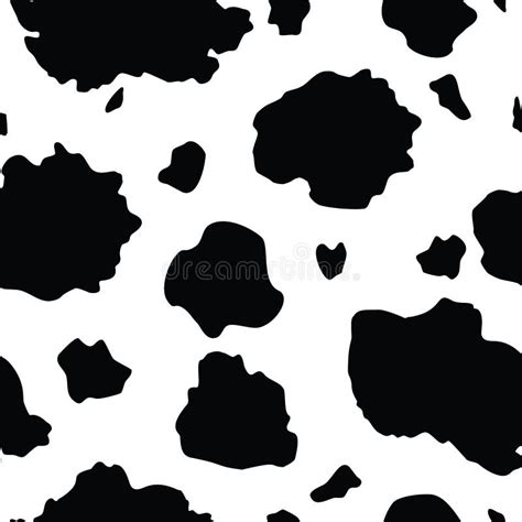 Vector Black And White Cow Print Seamless Pattern Background Stock
