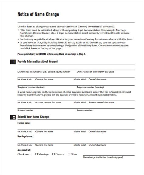 In some situations a name change may require a new employer identification number (ein) or a final return. FREE 32+ Change Form Examples in PDF | MS Word | Excel