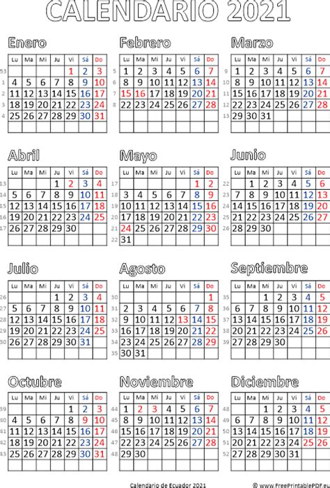 A escasos días para que termine el 2020, año marcado por la pandemia, cuarentenas y diversas medidas sanitarias, muchos se preguntan cómo se vendrá el 2021 en materia de festivos. Calendario de Ecuador 2021 | Imprimir el PDF Gratis