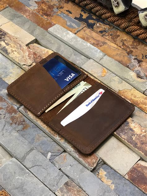 Monogrammed Leather Wallet Minimalist Mens Wallet Bifold Wallet