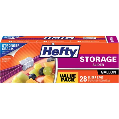 Hefty Slider Bags Storage 1 Gal 15 Mil Clear 30box R81430