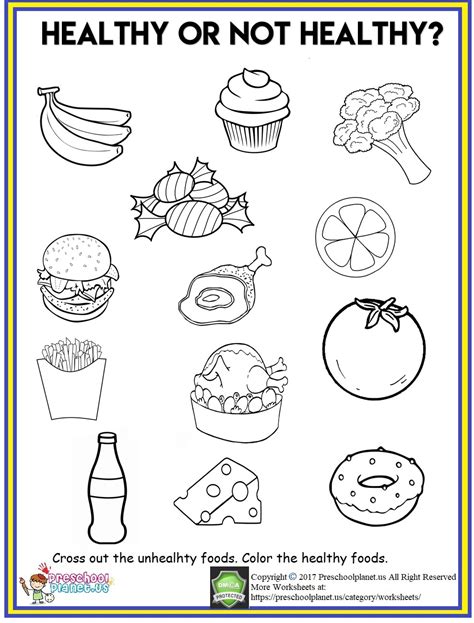 The kit is a great resource that helps you incorporate healthy physical activity and nutrition habits into your everyday routines. Healthy Food Worksheet - Preschoolplanet