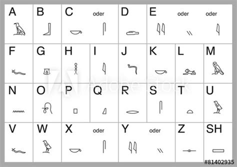 Hieroglyphen das alphabet der ägypter und wie es zu lesen ist. "Egyptian Alphabet" Stock image and royalty-free vector ...