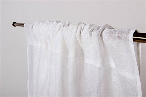 White Linen Curtain Sheer Curtain Panel Custom Length Etsy Linen