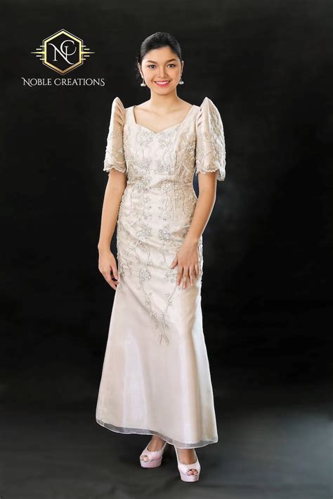 filipiniana dress embroidered and beaded mestiza maria clara baro at saya philippine national