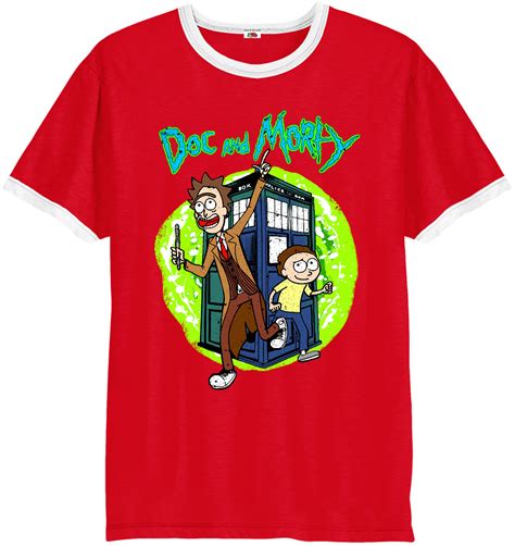 Rick And Morty T Shirtdoctor N Morty Who Tardis Spoof Ringer T Shirt