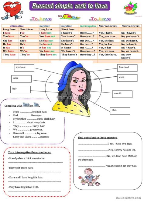 The Verb To Have Present Simple English Esl Worksheets Pdf And Doc