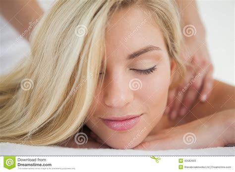 Beautiful Blonde Enjoying A Massage Stock Image Image Of Calm Room