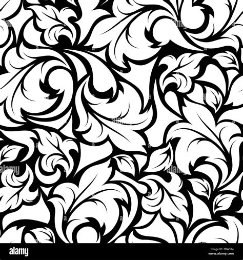 Black And White Floral Pattern Ector Seamless Vintage Black And White