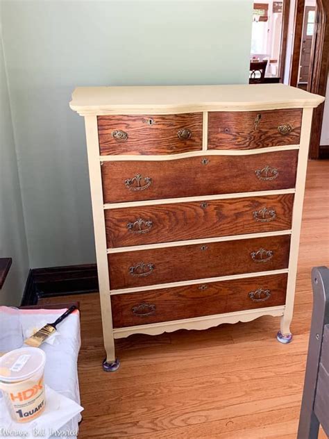 Two Tone Painted Dresser Makeover In Cypress Vine Green And Wood