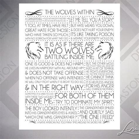 Tale Of The Two Wolves Poster Etsy