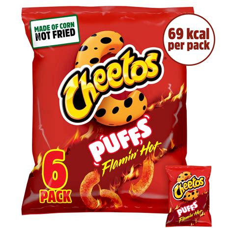 Cheetos Puffs Flamin Hot Multipack Snacks Crisps 6x13g Multipack Crisps Iceland Foods