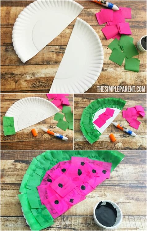 Make A Cute Watermelon Craft From A Paper Plate The Simple Parent