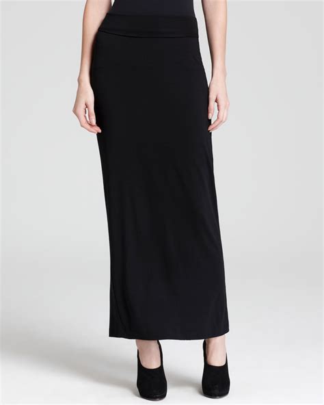 Eileen Fisher Foldover Maxi Straight Skirt In Black Lyst