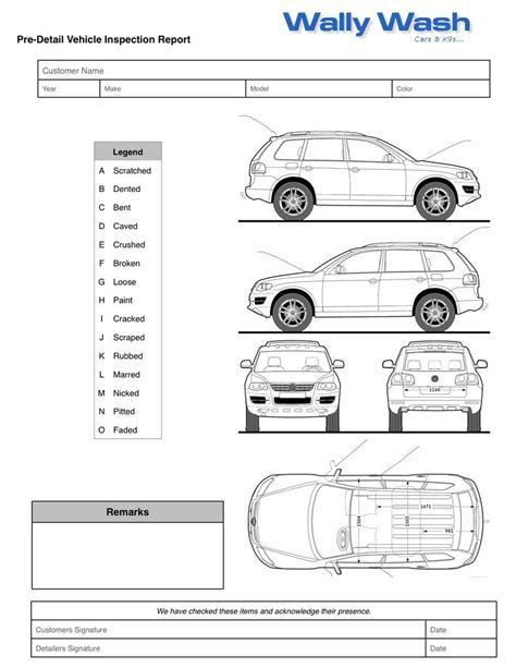 Car Inspection Sheet And Diagram