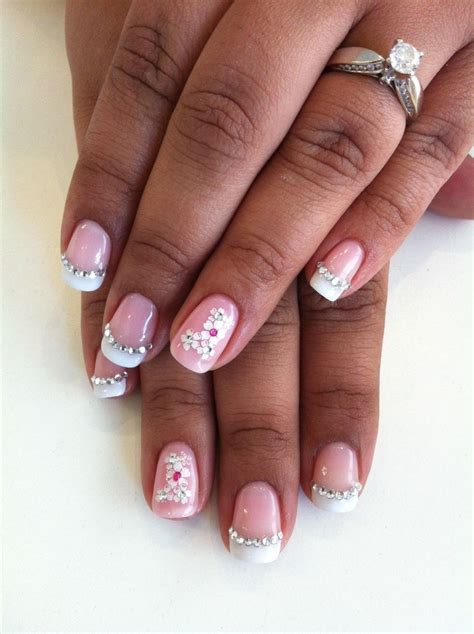 This French Manicure Is Great For A Bride Add Some Bling For Any