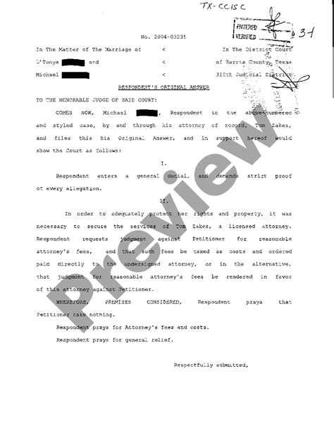 Respondent Answer Original Divorce Without A Lawyer US Legal Forms
