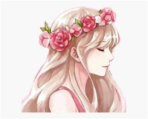 Watercolor Flower Girl Pink Crownflower Crown Aesthetic Flower Anime Girl Free