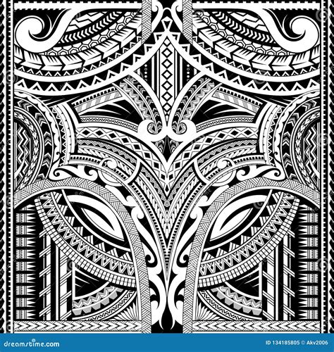 Maori Tattoo Black And White Background Vector Illustration