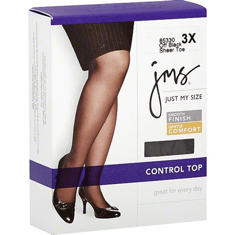 Jms Control Top Off Black Sheer Toe Pantyhose 3x Personal Care