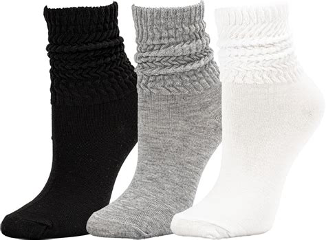 3 Pairs Scrunchy Socks For Women Slouch Socks Cotton Scrunch Socks Soft Crew Socks Winter Boot