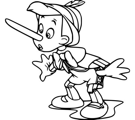 Printable Pinocchio Coloring Sheets Easy For Kids Blank Outline