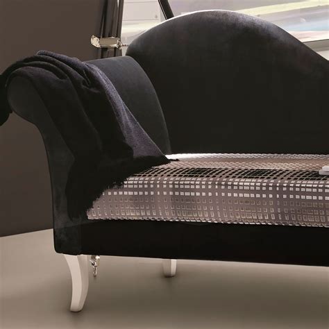 Family room / living room sectional sofa with an extra wide chaise. Modern Velvet Upholstered Chaise Longue