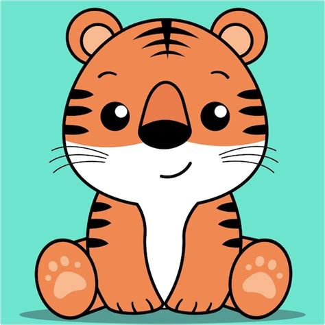 Premium Vector Cute Baby Tiger Kawaii Tiger Sitting