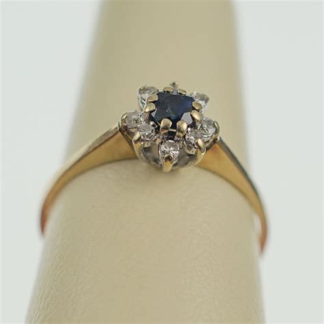Check out our flower diamond ring selection for the very best in unique or custom, handmade pieces from our statement rings shops. Antiques Atlas - Vintage Sapphire & Diamond Flower Ring 9Ct Gold