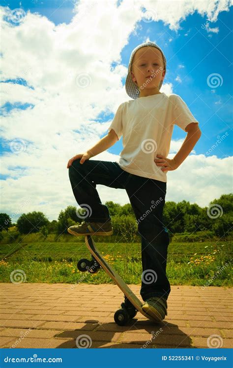 Skater Boy Child With His Skateboard Outdoor Activity Stock Image