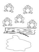 Five green and speckled frogs printables coloring pages and tracer pages. Ausmalbild: 5 little speckled frogs (5 kleine gefleckte ...