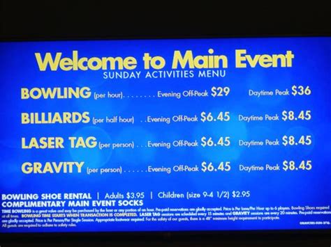 How much is gravity ropes at main event? Sign out front - Picture of Main Event Entertainment ...