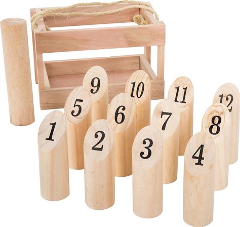 best buy wooden throwing game complete set 12 numbered pins throwing dowel carrying crate