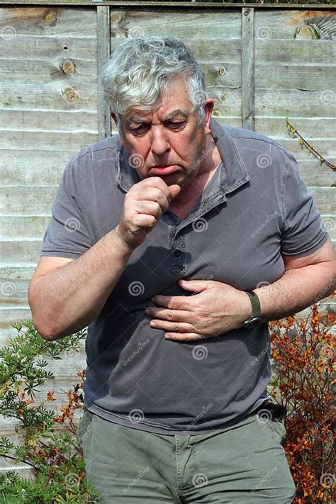 Elderly Man Coughing Smoking Stock Image Image Of Bronchitis Flue
