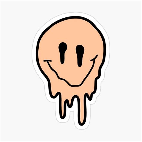 Pastel Orange Drippy Smiley Face Sticker By Zarapatel Face Stickers