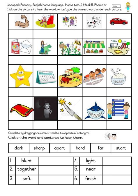 Grade 3: English Home-test 4 Term 2 Week 5: Friday. interactive worksheet