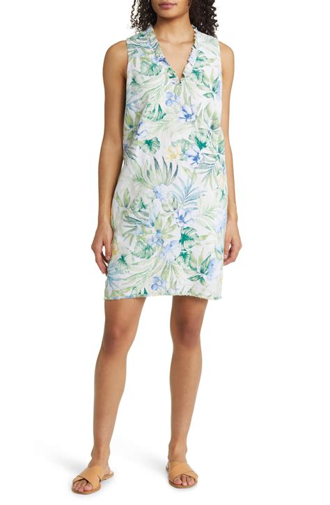 Tommy Bahama Tropical Retreat Floral Linen Shift Dress In Blue Lyst