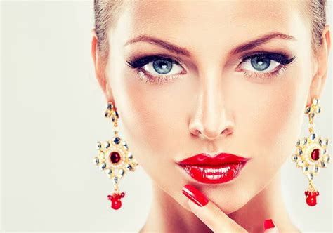 beauty red model woman lips girl jewel face blue eyes hd wallpaper peakpx