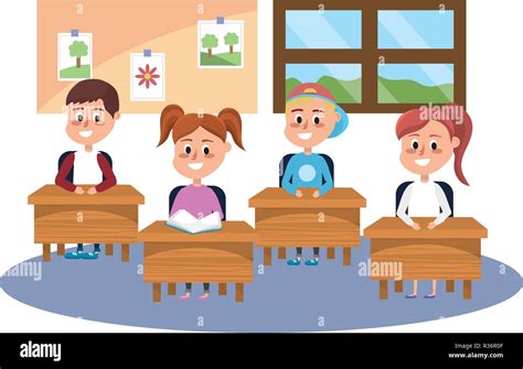 Students In Classroom Cartoon Images 102 818 Classroom Vector Images