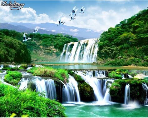 Beibehang Custom Wallpaper Luxury Hd Waterfall Natural
