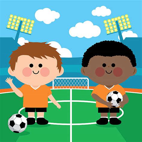Kids Playing Football Illustrations Royalty Free Vector Graphics