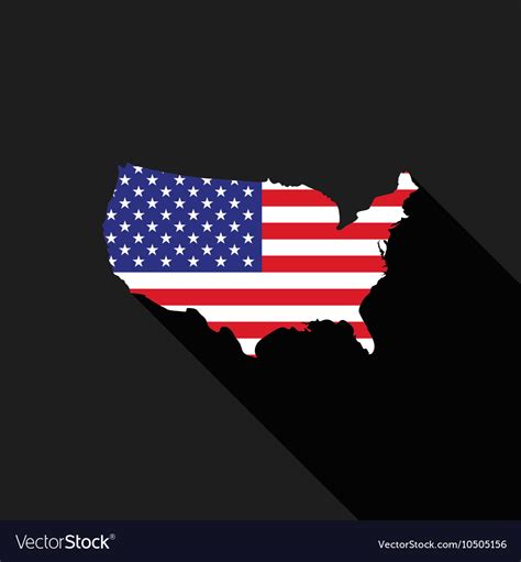 Usa America Flag Map Flat Design Icon Royalty Free Vector