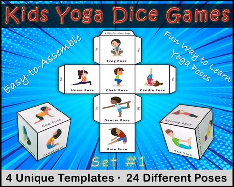 Kids Yoga Dice Game 24 Different Poses Fitness Game Kids Etsy Yoga
