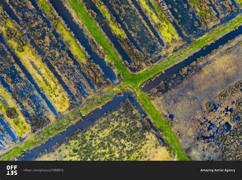 Aerial View Of A Marshland Part Of Estuary Of River Vouga In Ria De