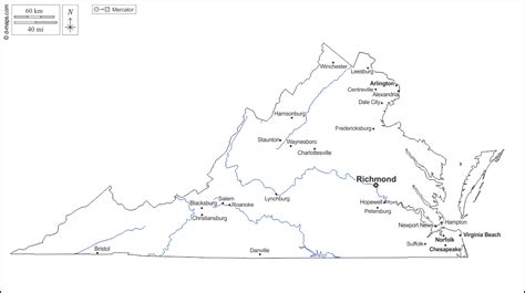 Printable Virginia Map With Cities