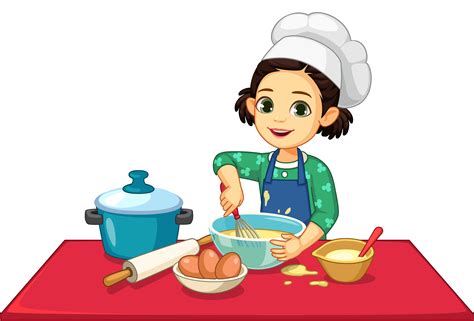 Cute Little Girl Cooking 1307835 Vector Art At Vecteezy