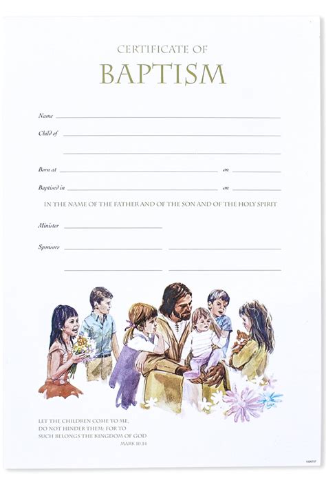 Baptism Certificate Pack Of 10 Children Australian Christian Resources