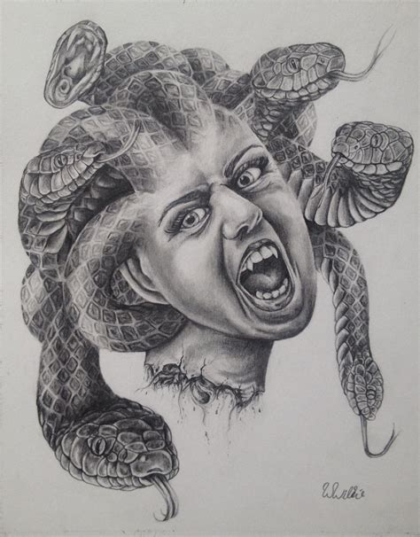 Original Drawing By Whitney Wilkie Medusa Prints 8x10 20 Pencil